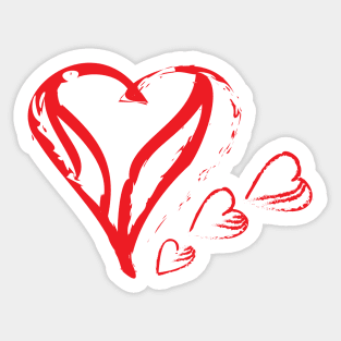 Hand Drawn Red Hearts Sticker